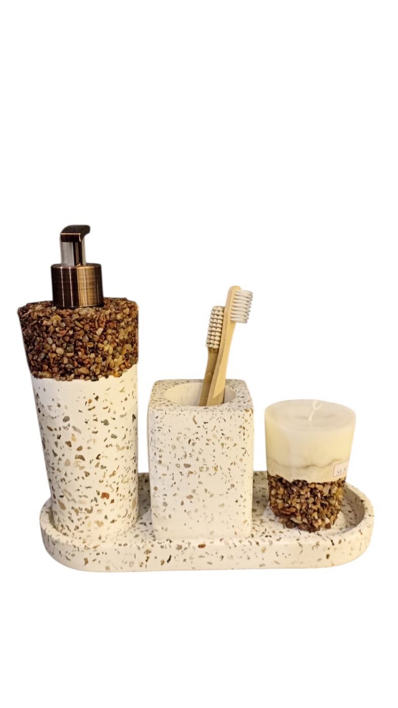 Kit de lavabo com porta-escova e vela